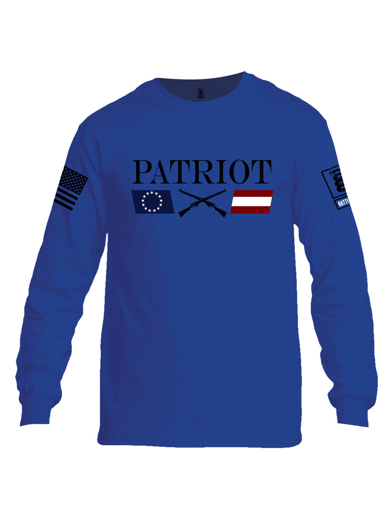 Battleraddle Patriot Rifle Flag Black {sleeve_color} Sleeves Men Cotton Crew Neck Long Sleeve T Shirt