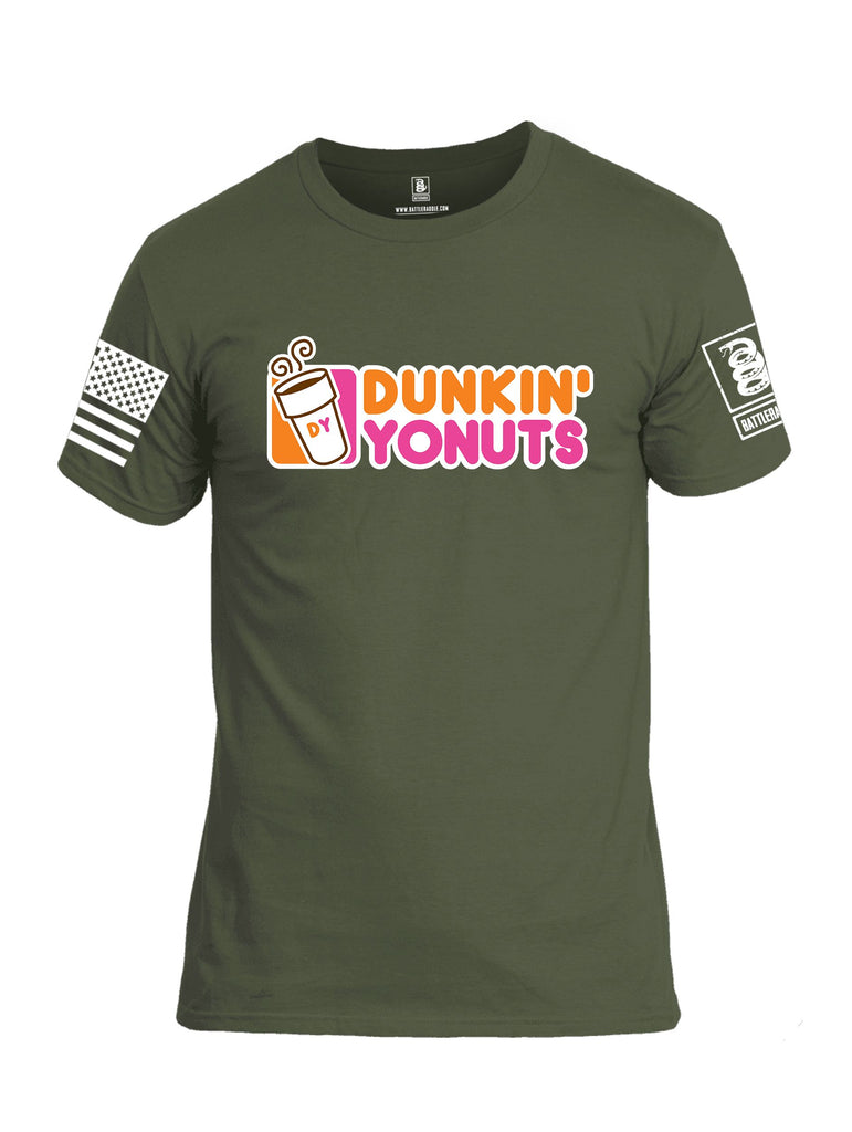 Battleraddle Dunkin Yonuts White Sleeves Men Cotton Crew Neck T-Shirt