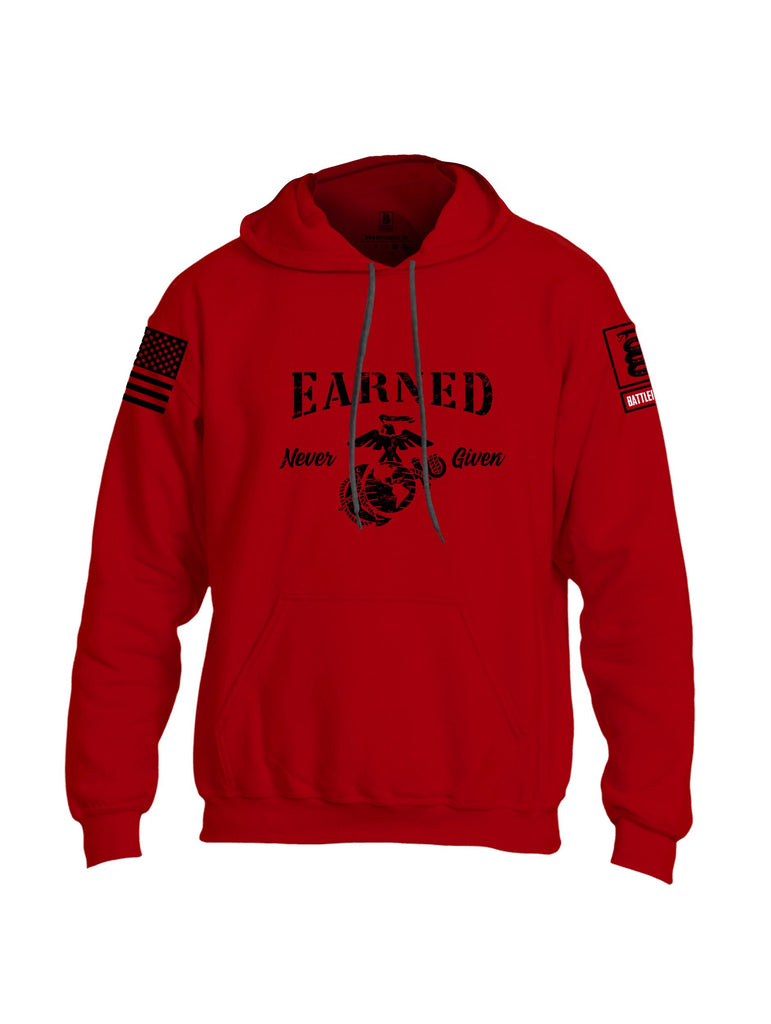 Battleraddle Earned Never Given Black Sleeves Uni Cotton Blended Hoodie With Pockets