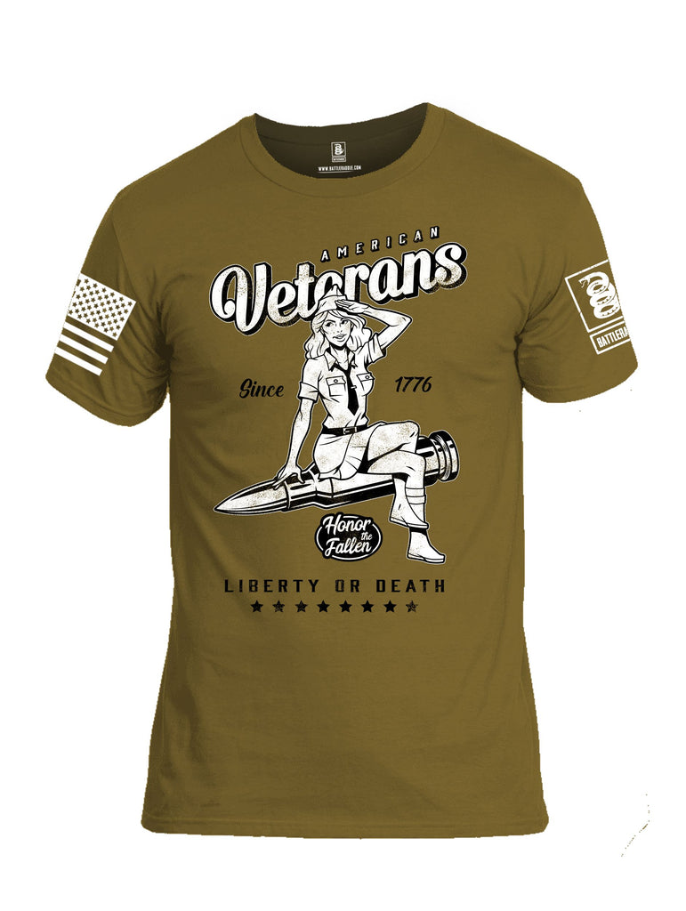 Battleraddle American Veterans Honor The Fallen White Sleeves Men Cotton Crew Neck T-Shirt