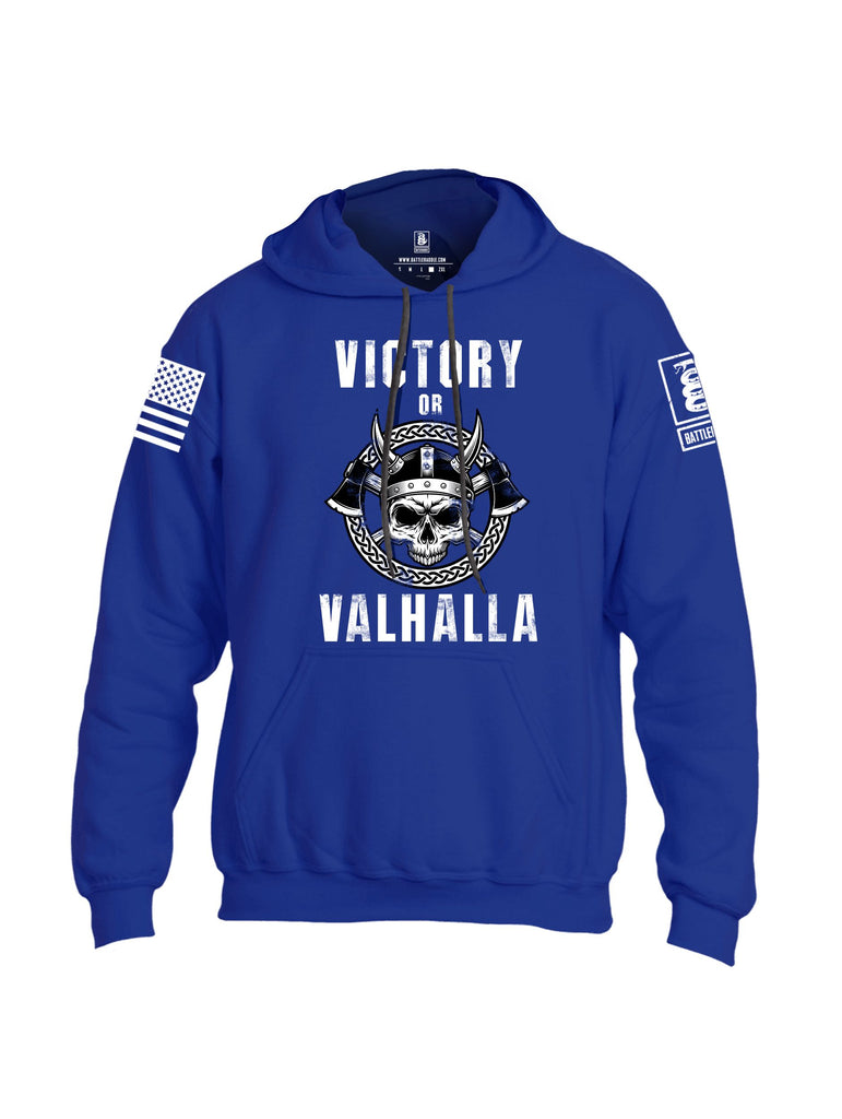 Battleraddle Victory Or Valhalla White Sleeves Uni Cotton Blended Hoodie With Pockets