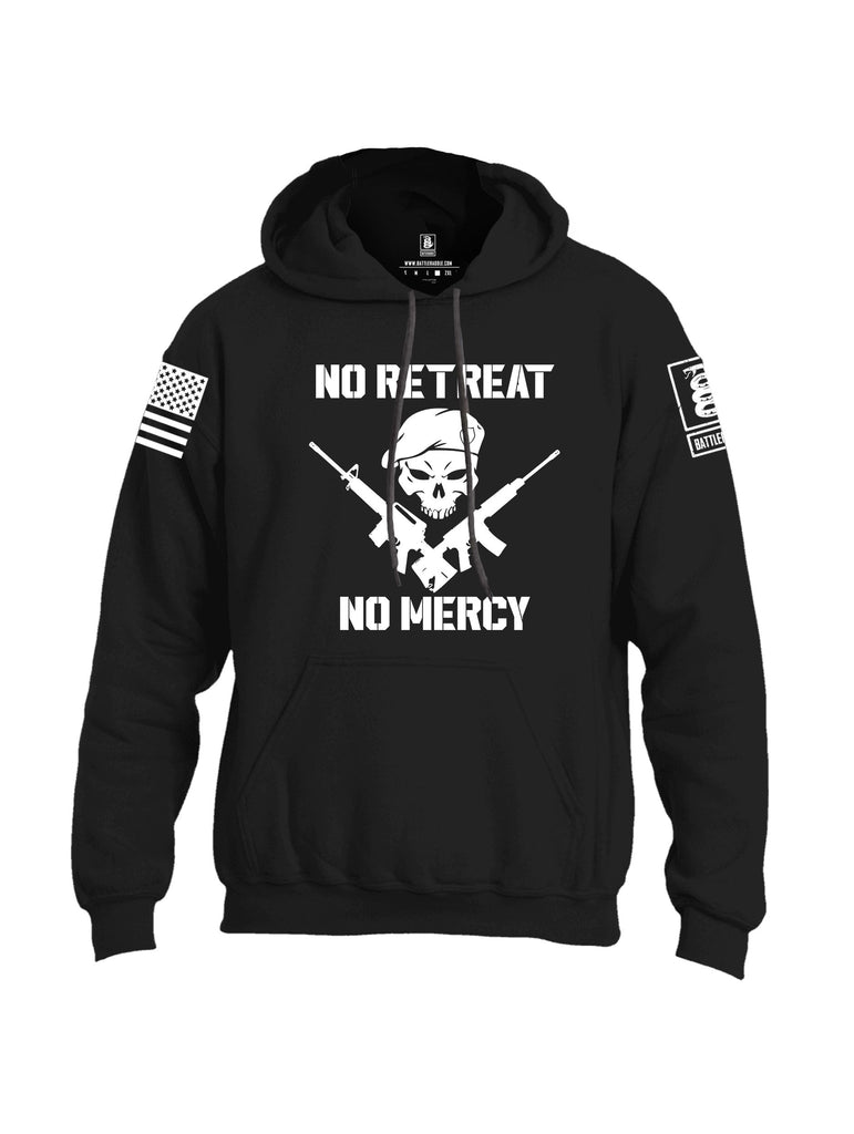 Battleraddle No Retreat No Mercy White Sleeves Uni Cotton Blended Hoodie With Pockets