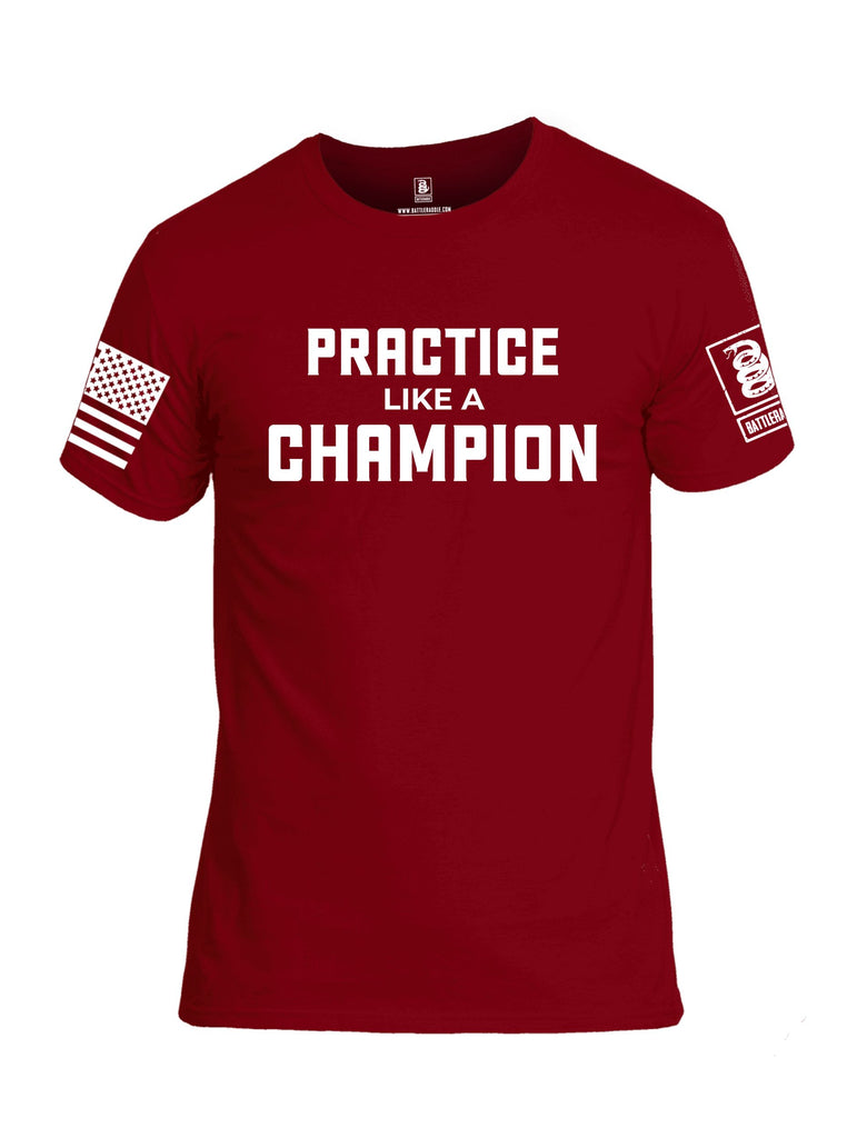 Battleraddle Practice Like A Champion White Sleeves Men Cotton Crew Neck T-Shirt