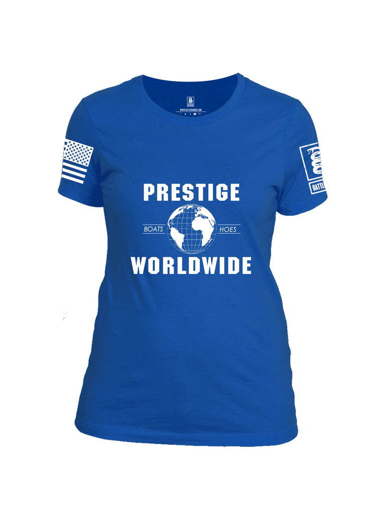 Battleraddle Prestige Worldwide Boats Hoes  White Sleeves Women Cotton Crew Neck T-Shirt