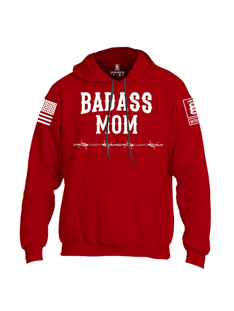 Battleraddle Badass Mom White Sleeves Uni Cotton Blended Hoodie With Pockets