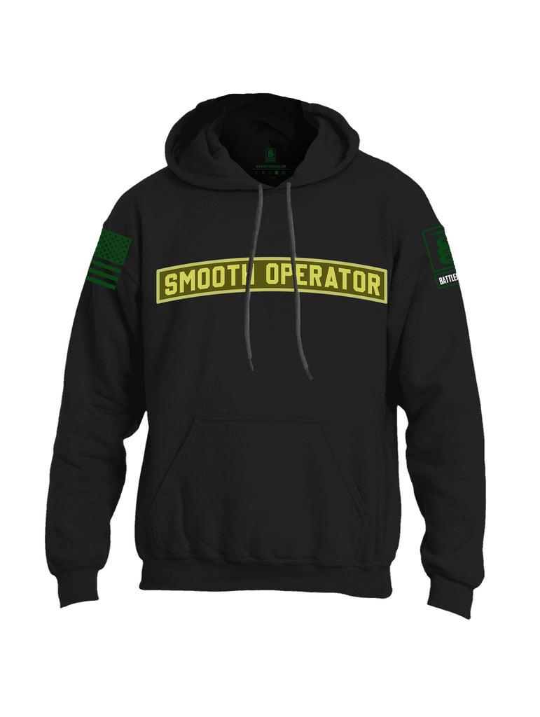 Battleraddle Smooth Operator Dark Green Sleeves Uni Cotton Blended Hoodie With Pockets