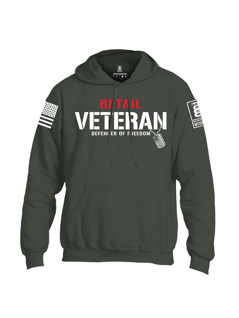 Battleraddle Retail Veteran Defender Of Freedom White Sleeves Uni Cotton Blended Hoodie With Pockets