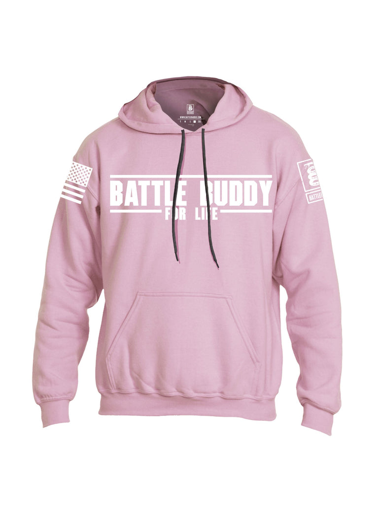 Battleraddle Battle Buddy For Life White Sleeves Uni Cotton Blended Hoodie With Pockets