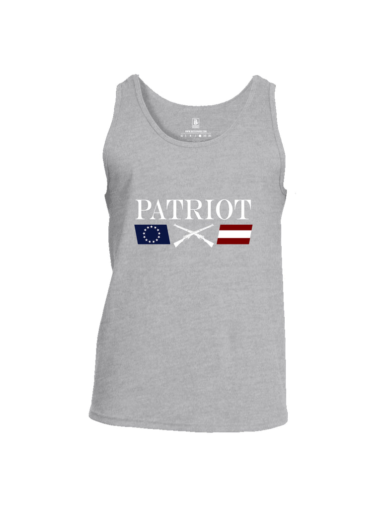 Battleraddle Patriot Rifle Flag White {sleeve_color} Sleeves Men Cotton Cotton Tank Top