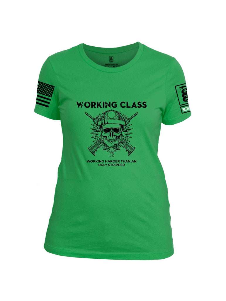 Battleraddle Working Class Black Sleeves Women Cotton Crew Neck T-Shirt