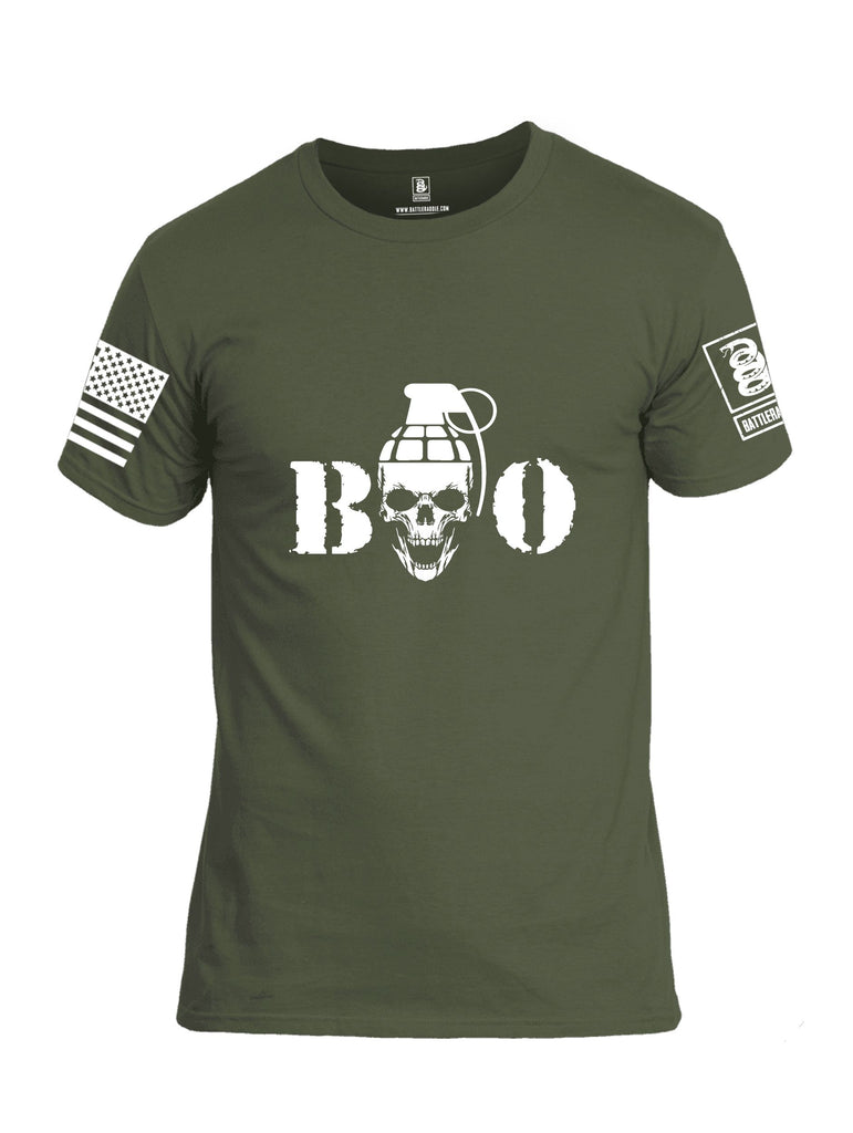Battleraddle Boo White Sleeves Men Cotton Crew Neck T-Shirt