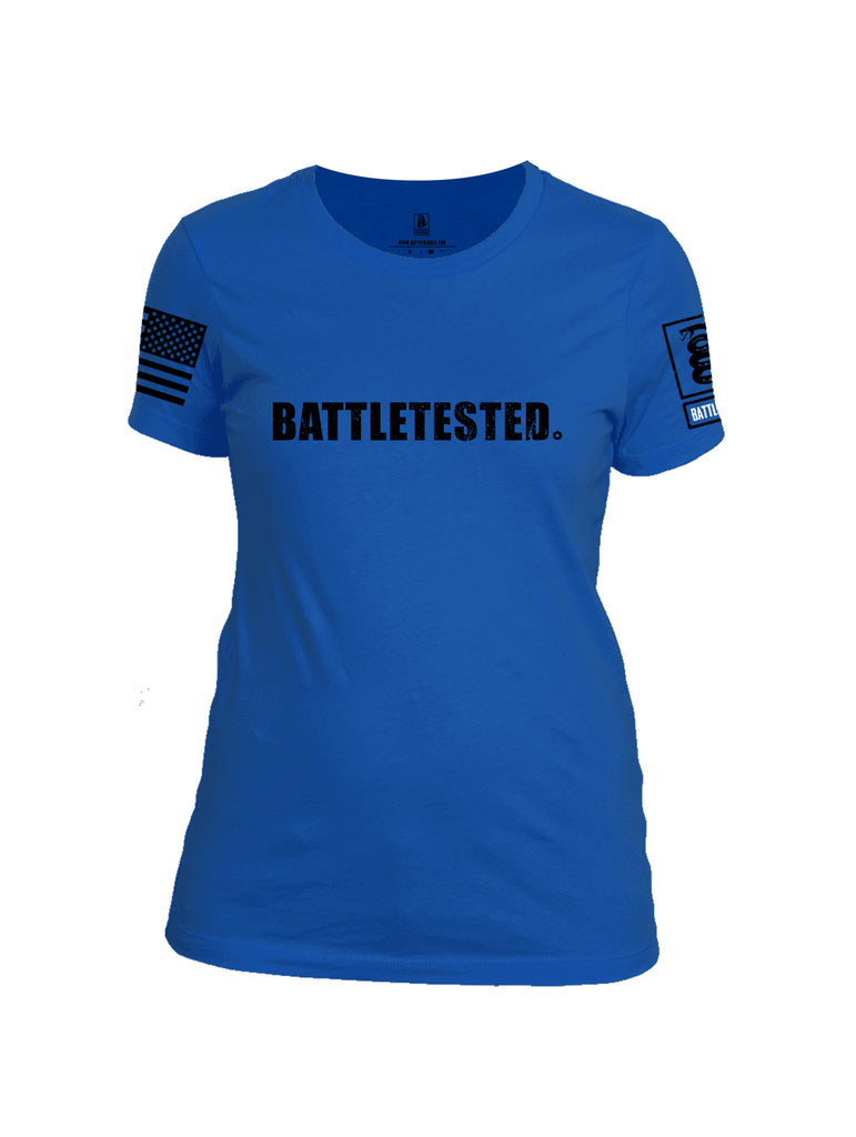 Battleraddle Battletested Black {sleeve_color} Sleeves Women Cotton Crew Neck T-Shirt