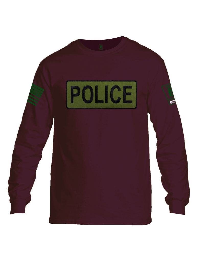 Battleraddle Police Patch Men Cotton Crew Neck Long Sleeve T Shirt