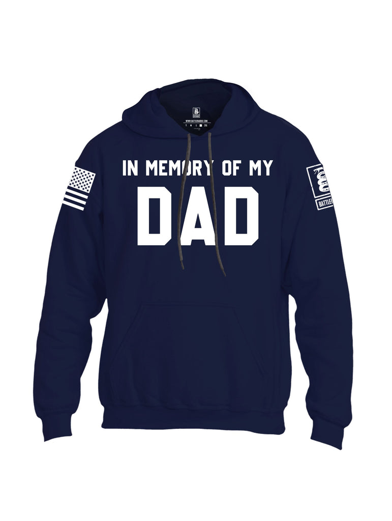 Battleraddle In Memory Of My Dad White Sleeves Uni Cotton Blended Hoodie With Pockets