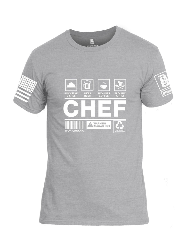 Battleraddle Chef White Sleeves Men Cotton Crew Neck T-Shirt