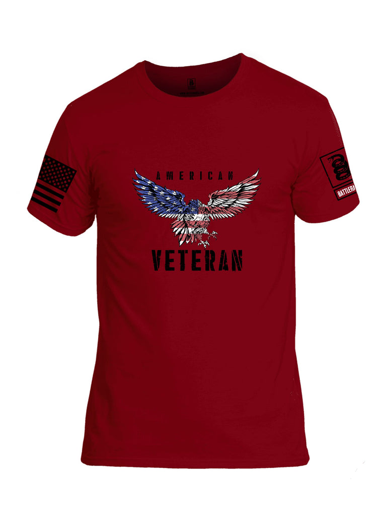Battleraddle American Veteran Eagle Black Sleeves Men Cotton Crew Neck T-Shirt
