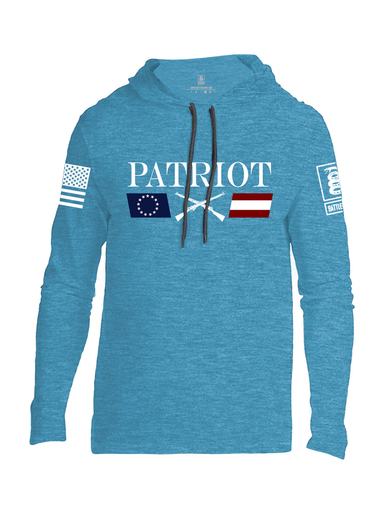 Battleraddle Patriot Rifle Flag White {sleeve_color} Sleeves Men Cotton Thin Cotton Lightweight Hoodie