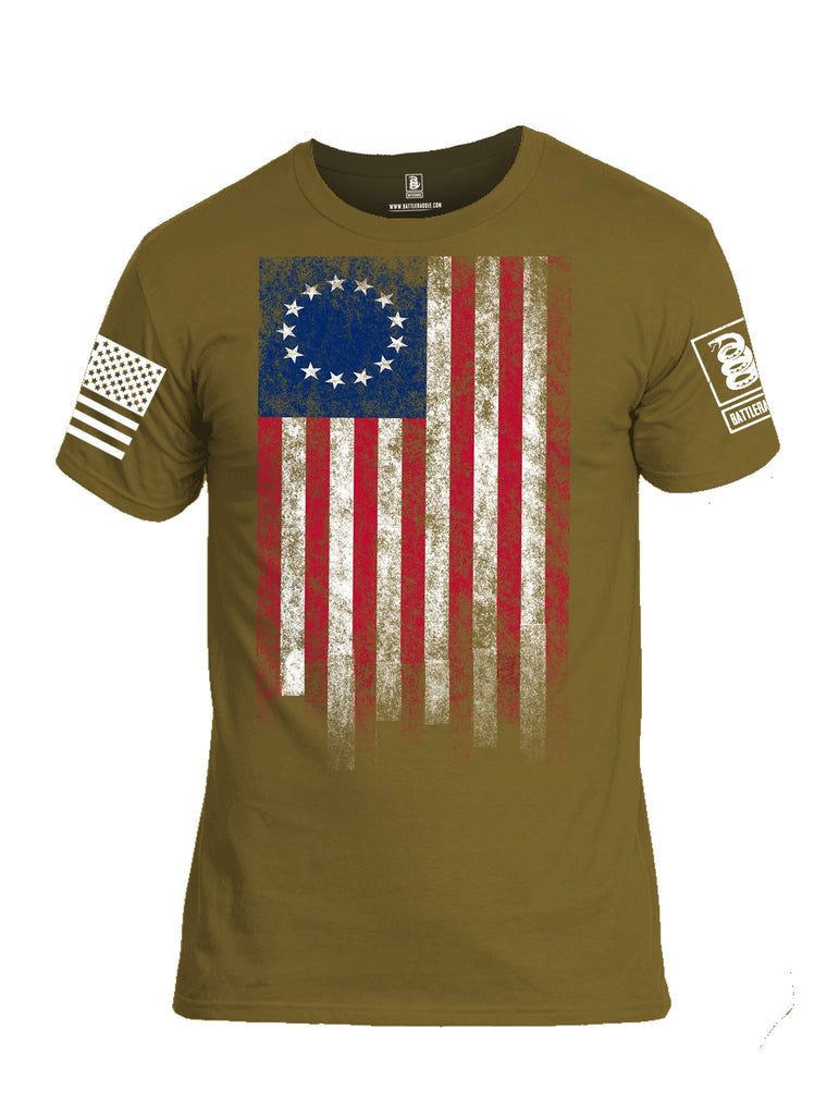 Battleraddle Thirteen Colonies Flag Men Cotton Crew Neck T-Shirt