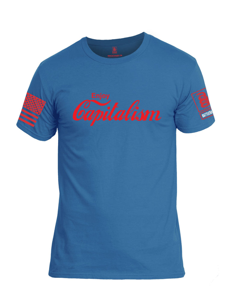 Battleraddle Enjoy Capitalism {sleeve_color} Sleeves Men Cotton Crew Neck T-Shirt