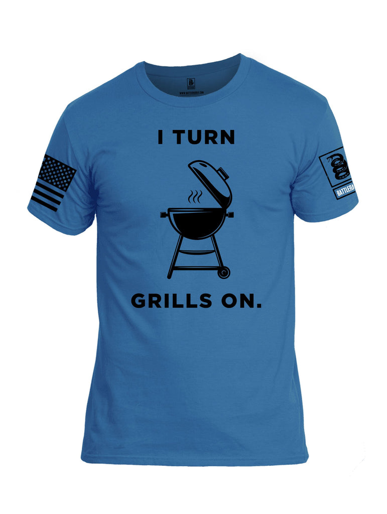 Battleraddle I Turn Grills On Black Sleeves Men Cotton Crew Neck T-Shirt