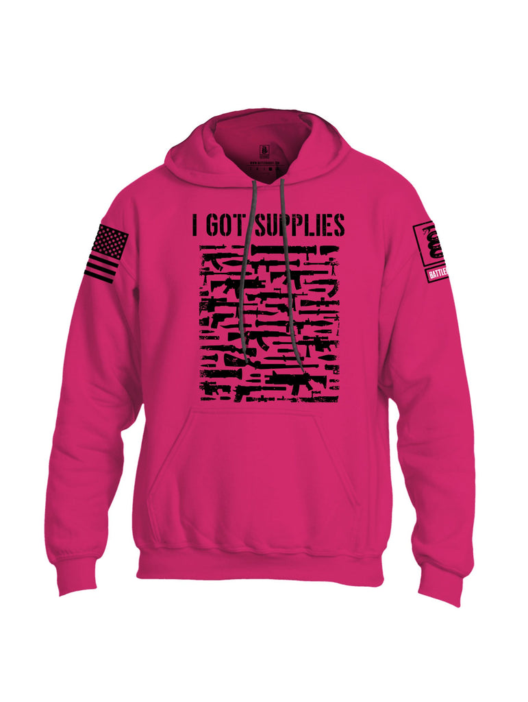 Battleraddle I Got Supplies Black Sleeves Uni Cotton Blended Hoodie With Pockets