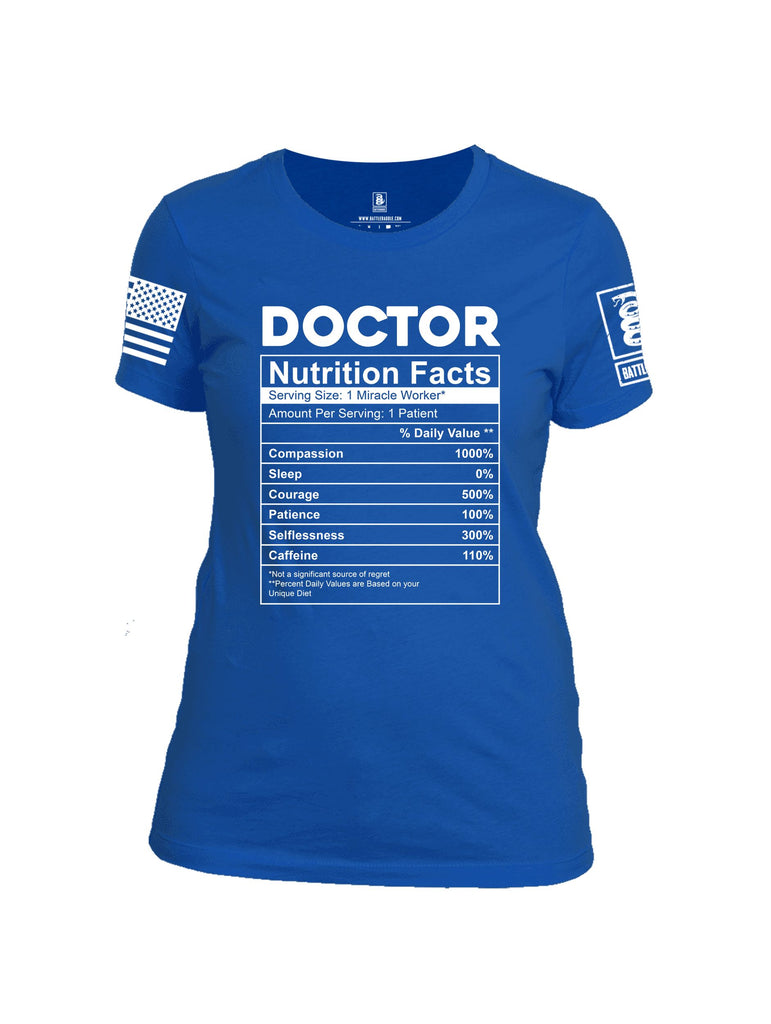 Battleraddle Doctor Nutrition Facts White Sleeves Women Cotton Crew Neck T-Shirt