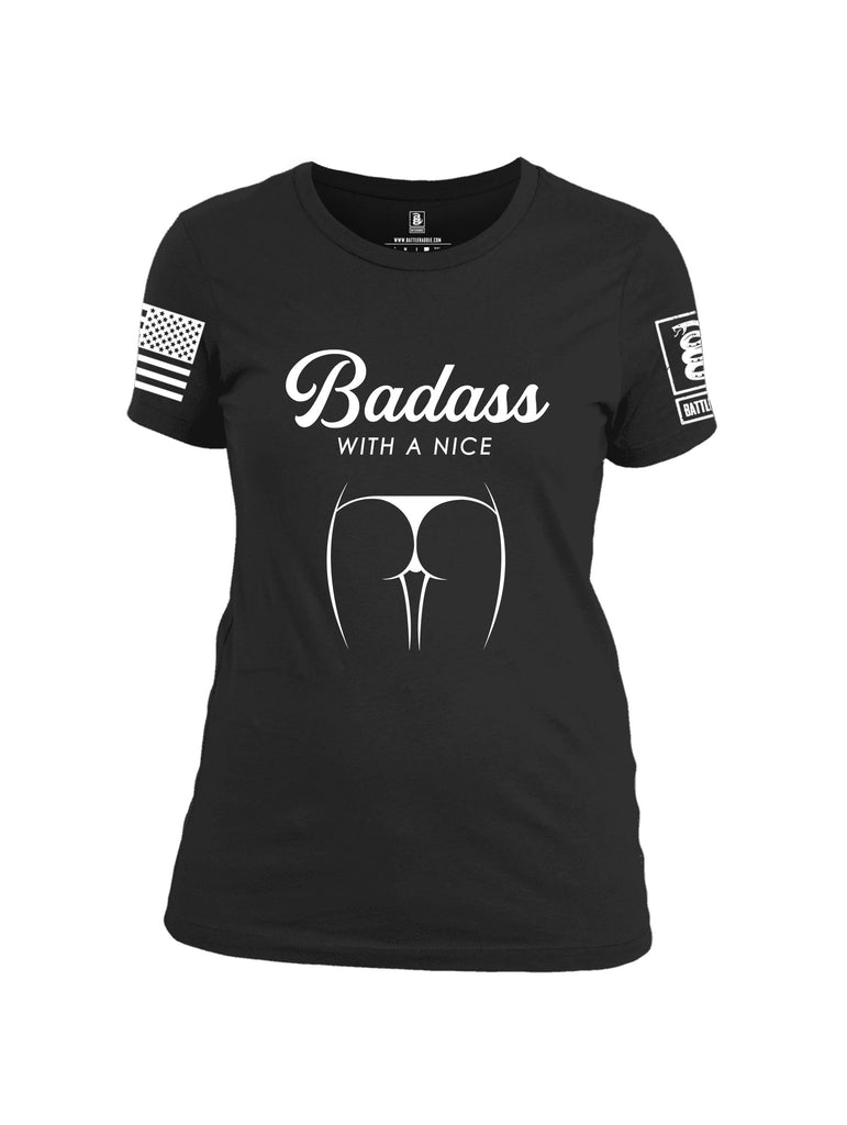 Battleraddle Badass With A Nice Ass White Sleeves Women Cotton Crew Neck T-Shirt