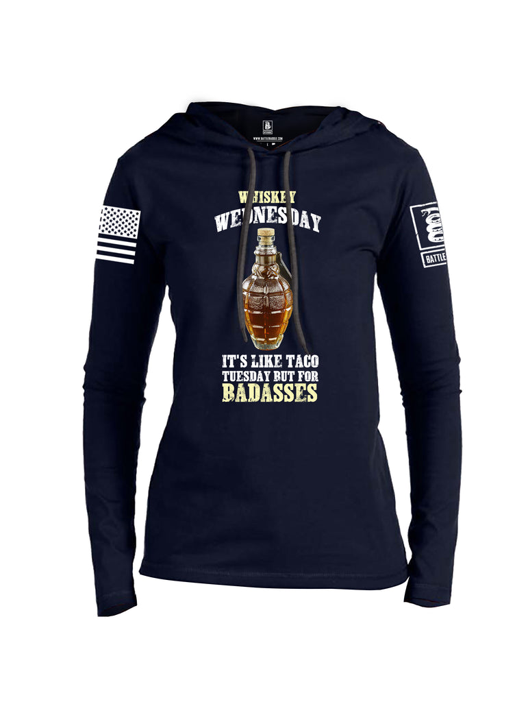 Battleraddle Whiskey Wednesday Is Like Taco Tuesday But For Badasses {sleeve_color} Sleeves Women Cotton Thin Cotton Lightweight Hoodie