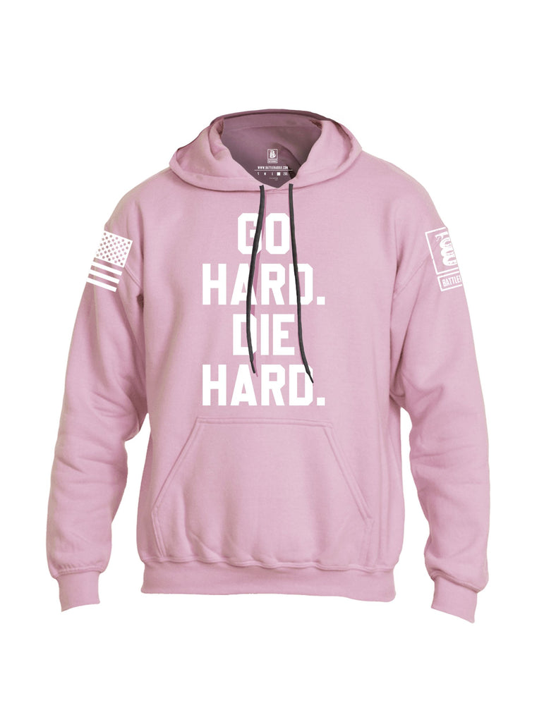 Battleraddle Go Hard Die Hard White Sleeves Uni Cotton Blended Hoodie With Pockets