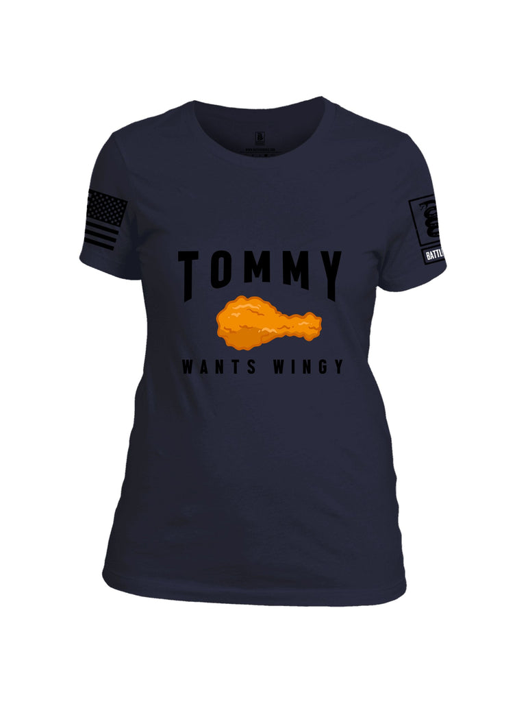 Battleraddle Tommy Wants Wingy Black Sleeves Women Cotton Crew Neck T-Shirt