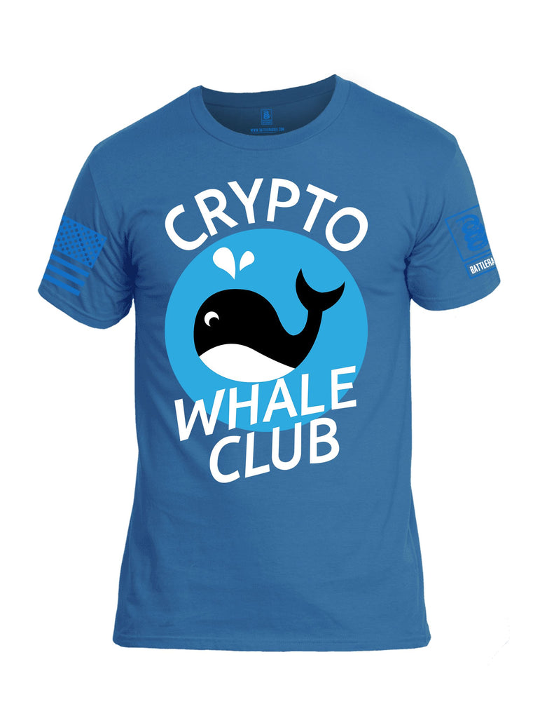 Battleraddle Crypto Whale Club Mid Blue Sleeves Men Cotton Crew Neck T-Shirt