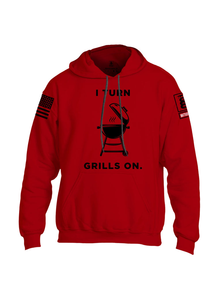 Battleraddle I Turn Grills On Black Sleeves Uni Cotton Blended Hoodie With Pockets