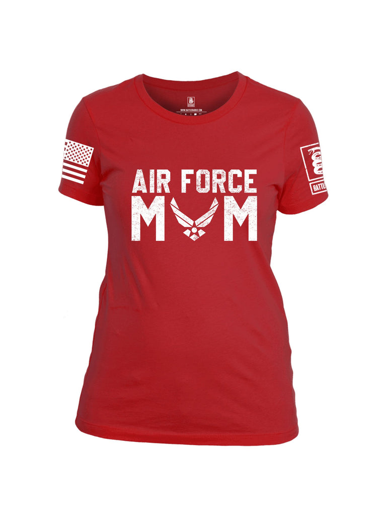 Battleraddle Air Force Mom White Sleeves Women Cotton Crew Neck T-Shirt