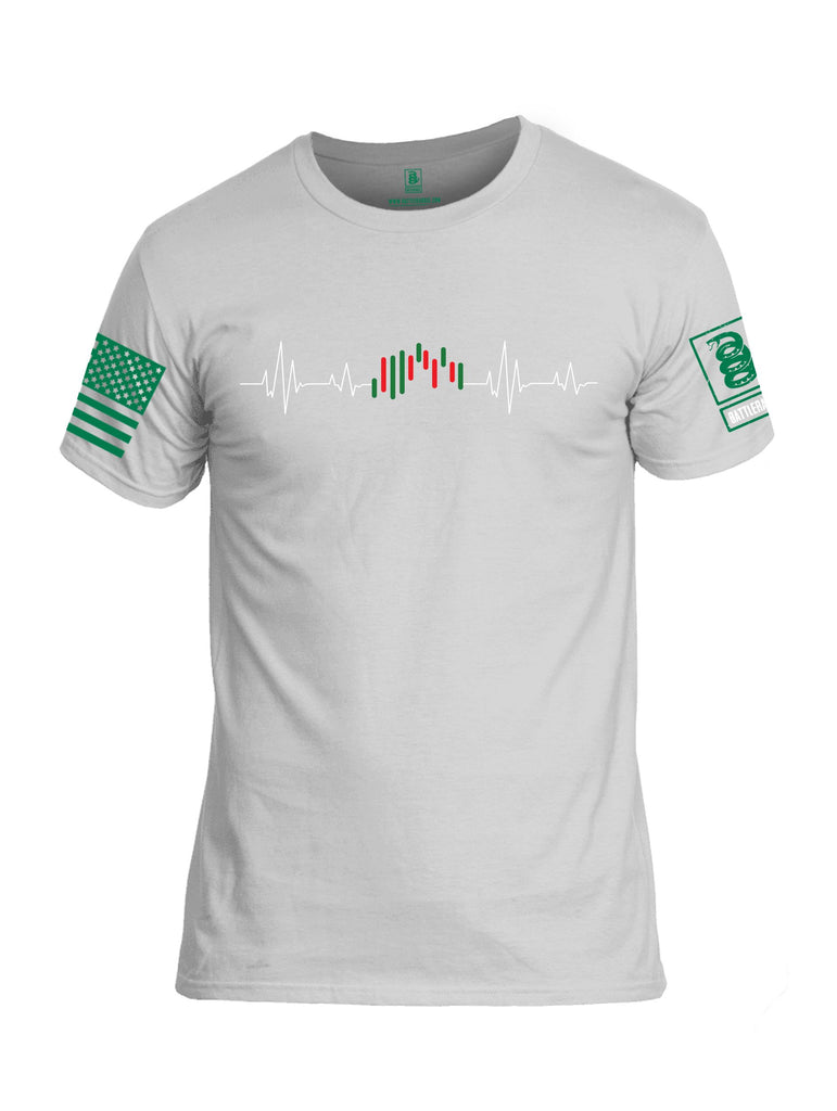 Battleraddle Investor Day Trader Heartbeat Pearl Green Sleeves Men Cotton Crew Neck T-Shirt