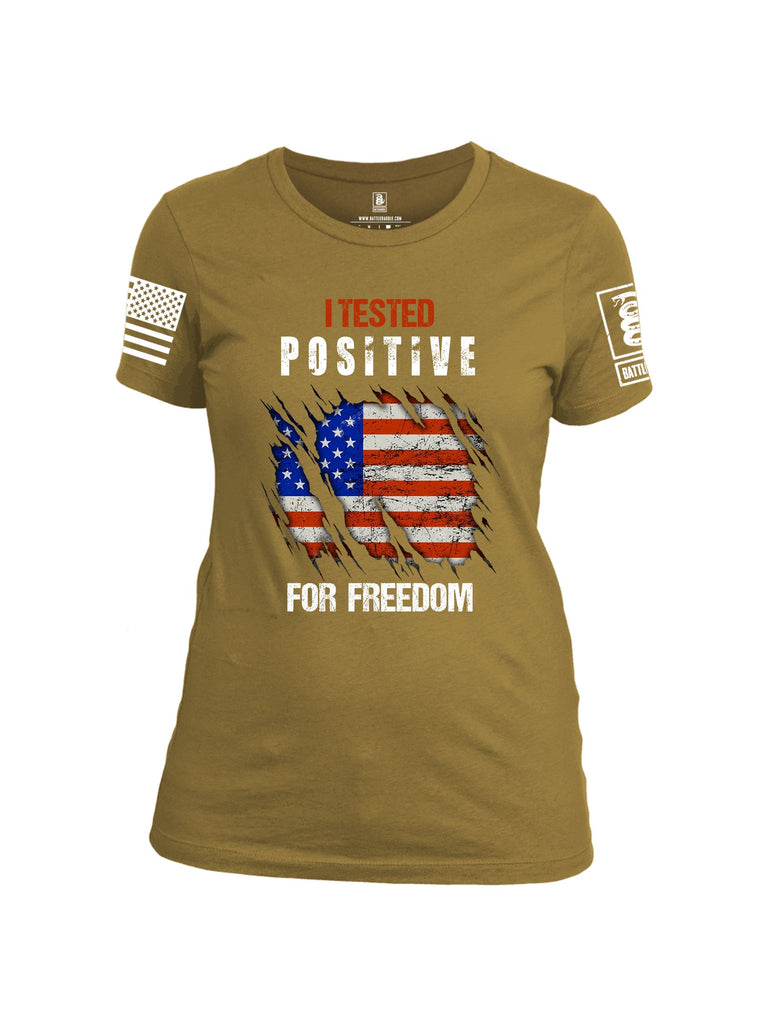 Battleraddle I Tested Positive For Freedom White Sleeves Women Cotton Crew Neck T-Shirt