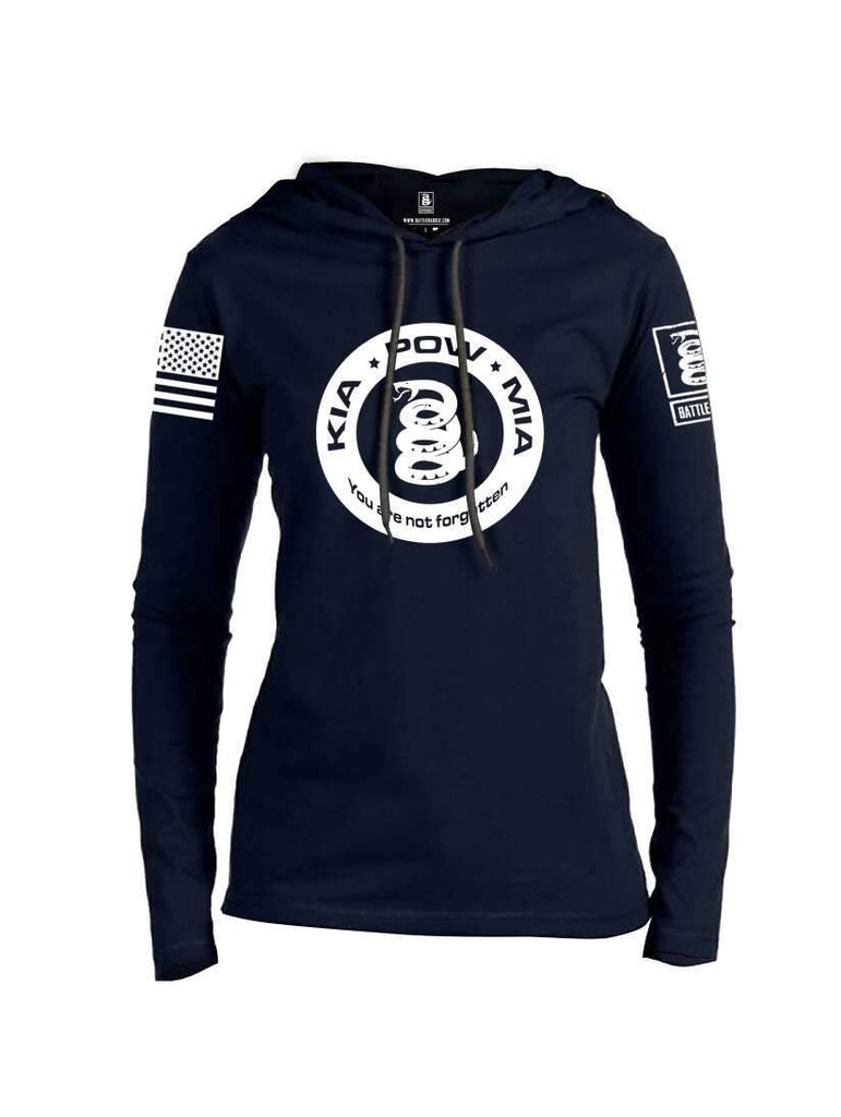 Battleraddle KIA POW MIA You Are Not Forgotten White Sleeve Print Womens Thin Cotton Lightweight Hoodie shirt|custom|veterans|Apparel-Womens Hoodie-Cotton