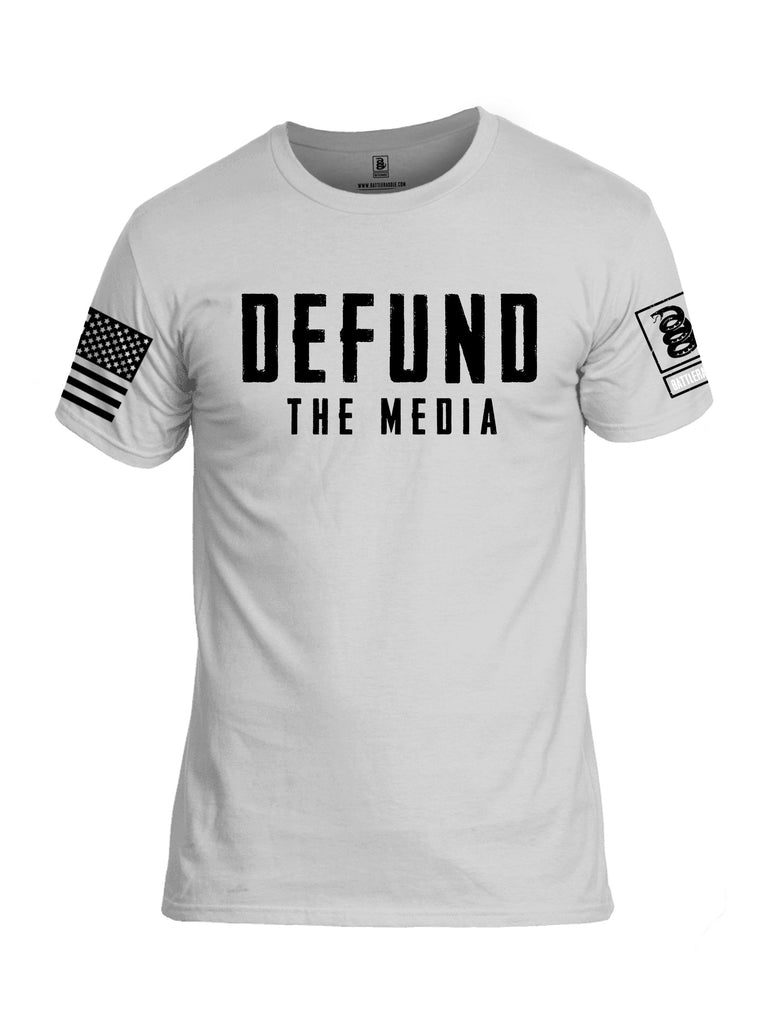 Battleraddle Defund The Media Black Sleeves Men Cotton Crew Neck T-Shirt
