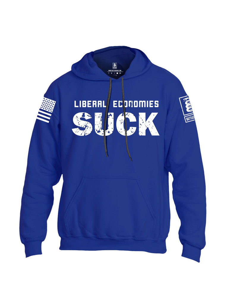 Battleraddle Liberal Economies Suck White Sleeves Uni Cotton Blended Hoodie With Pockets