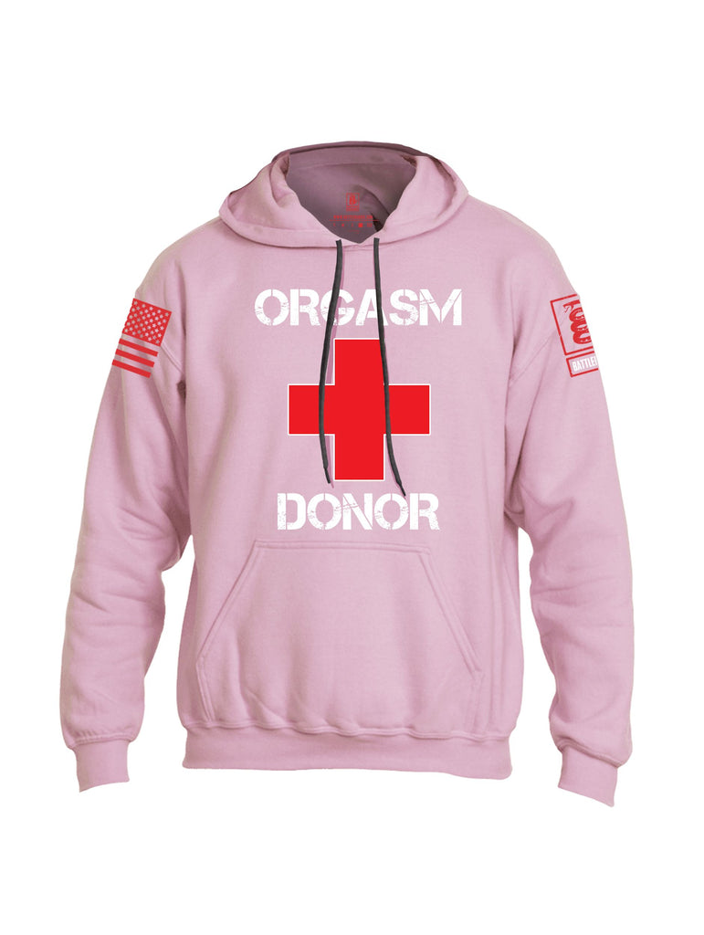 Battleraddle Orgasm Donor Red Sleeves Uni Cotton Blended Hoodie With Pockets