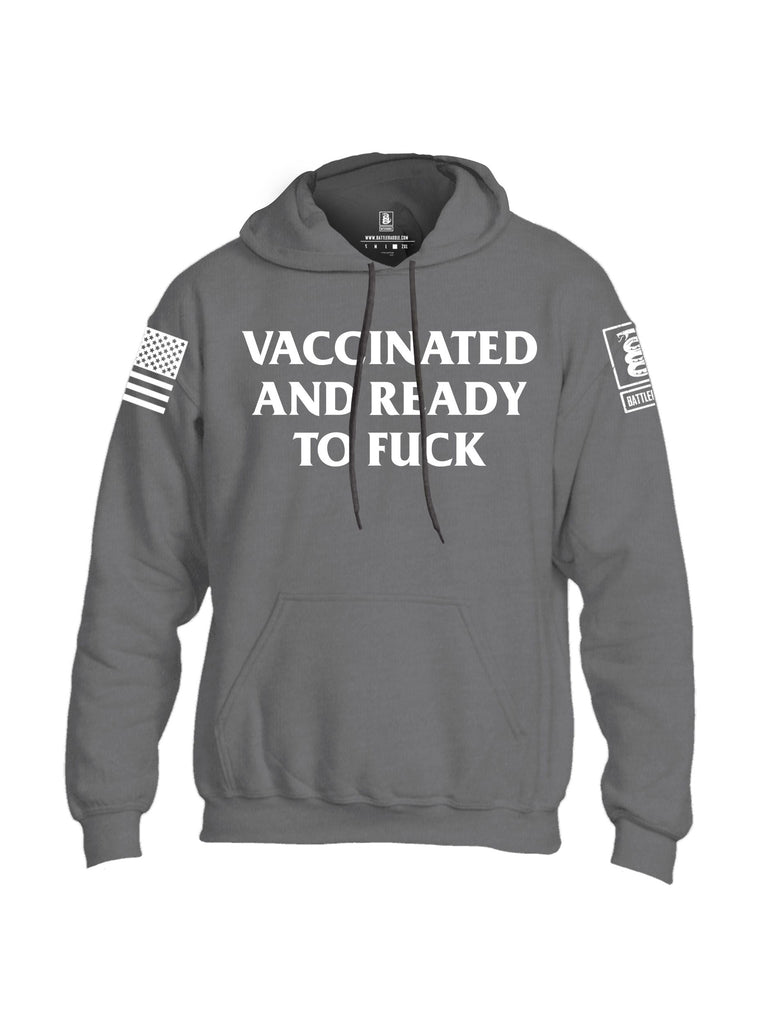 Battleraddle Vaccinated And Ready To White Sleeves Uni Cotton Blended Hoodie With Pockets