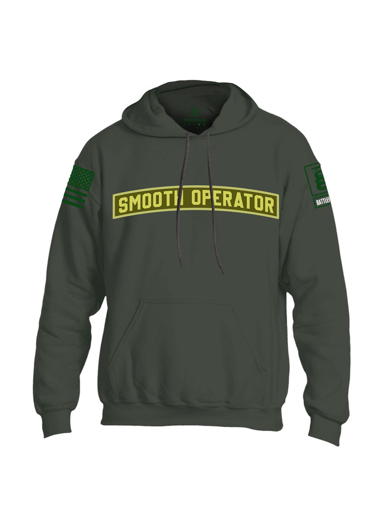 Battleraddle Smooth Operator Dark Green Sleeves Uni Cotton Blended Hoodie With Pockets
