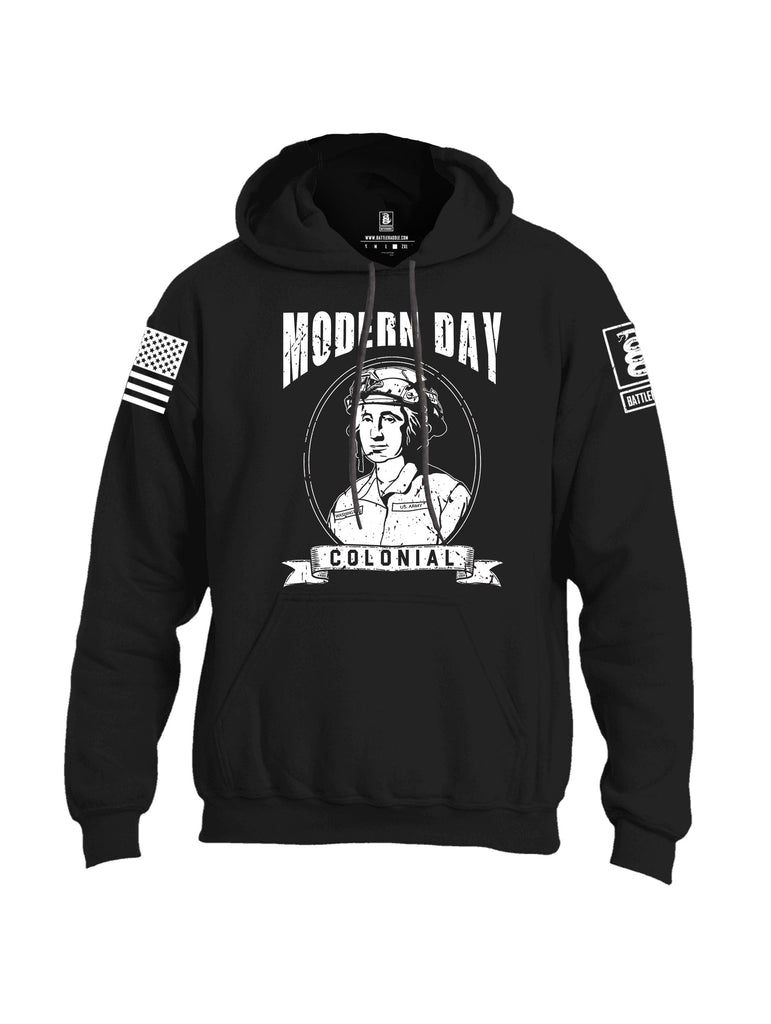 Battleraddle Modern Day Colonial White Sleeves Uni Cotton Blended Hoodie With Pockets