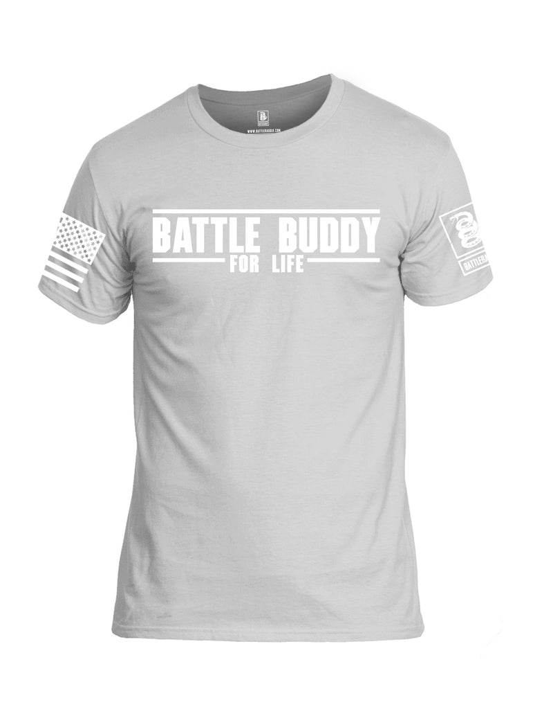 Battleraddle Battle Buddy For Life White Sleeves Men Cotton Crew Neck T-Shirt