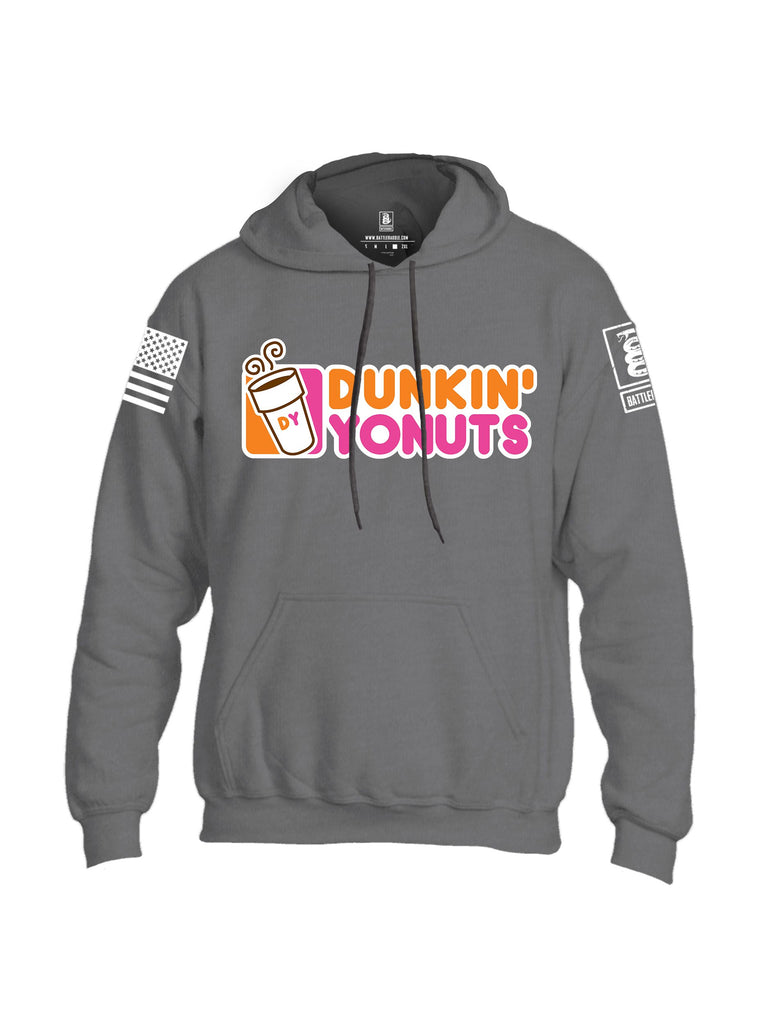 Battleraddle Dunkin Yonuts White Sleeves Uni Cotton Blended Hoodie With Pockets