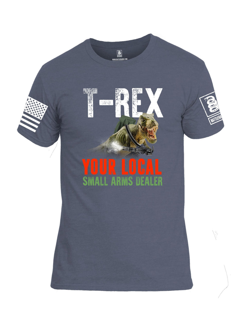 Battleraddle T Rex Your Local Small Arms Dealer  White Sleeves Men Cotton Crew Neck T-Shirt
