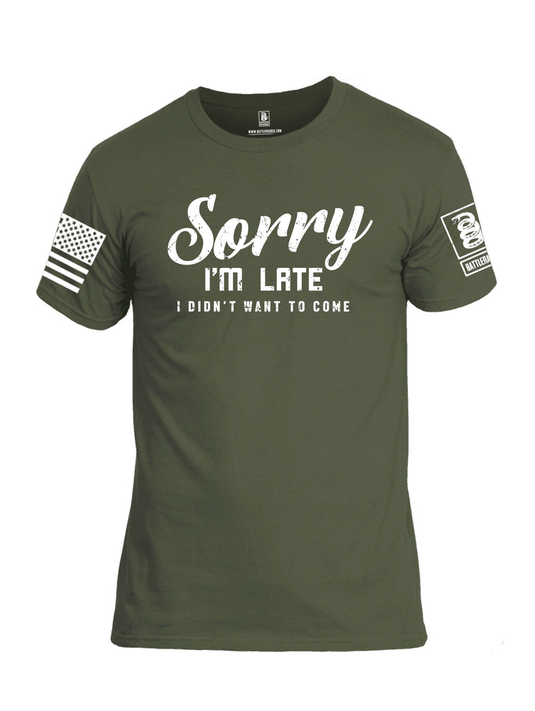 Battleraddle Sorry I Am Late White Sleeves Men Cotton Crew Neck T-Shirt