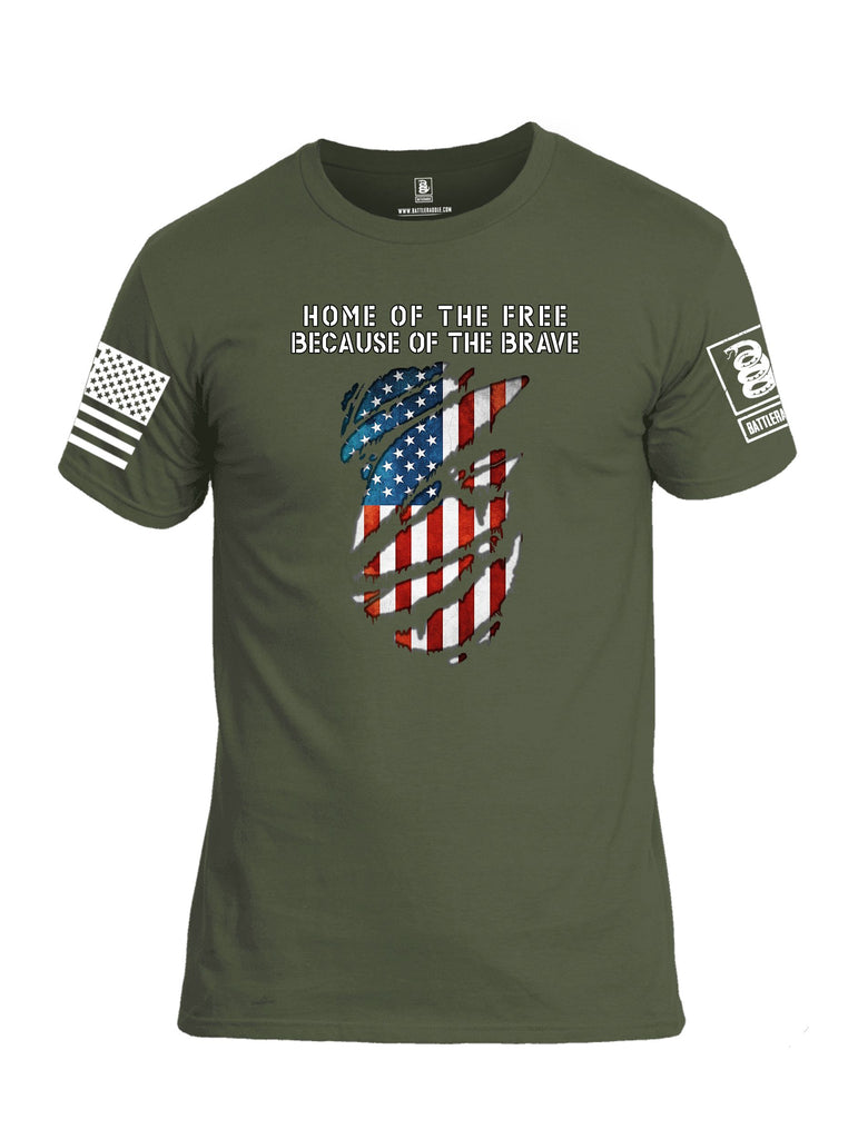 Battleraddle Home Of The Free Because Of The Brave White Sleeves Men Cotton Crew Neck T-Shirt