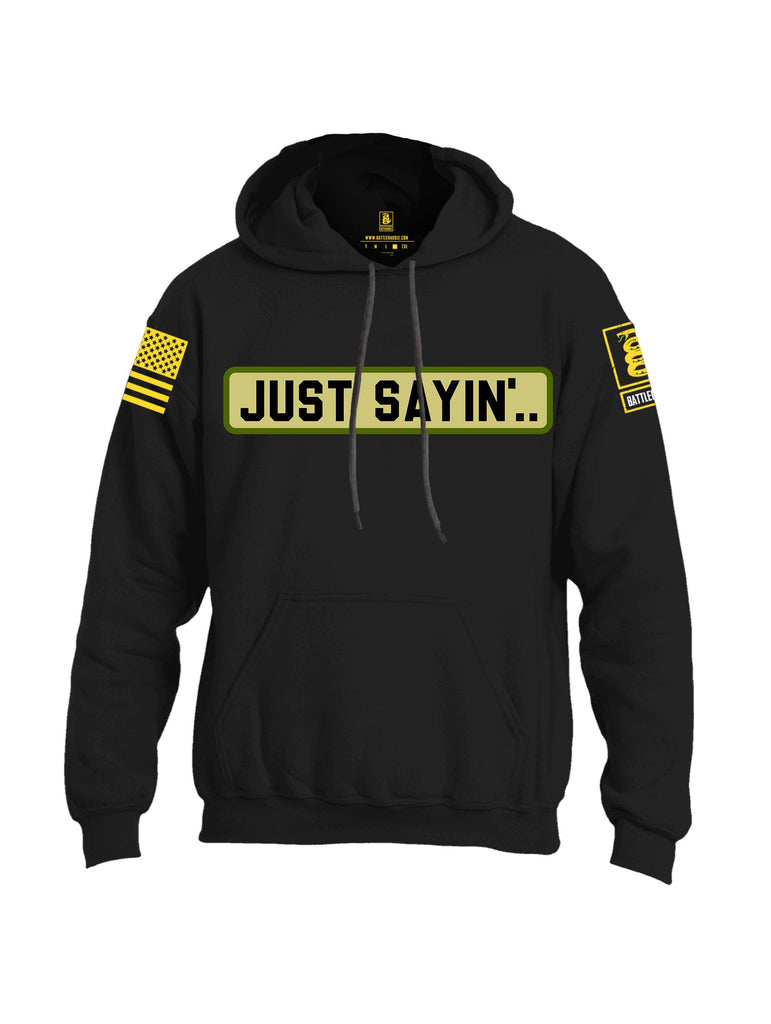 Battleraddle Just Sayin Yellow Sleeves Uni Cotton Blended Hoodie With Pockets