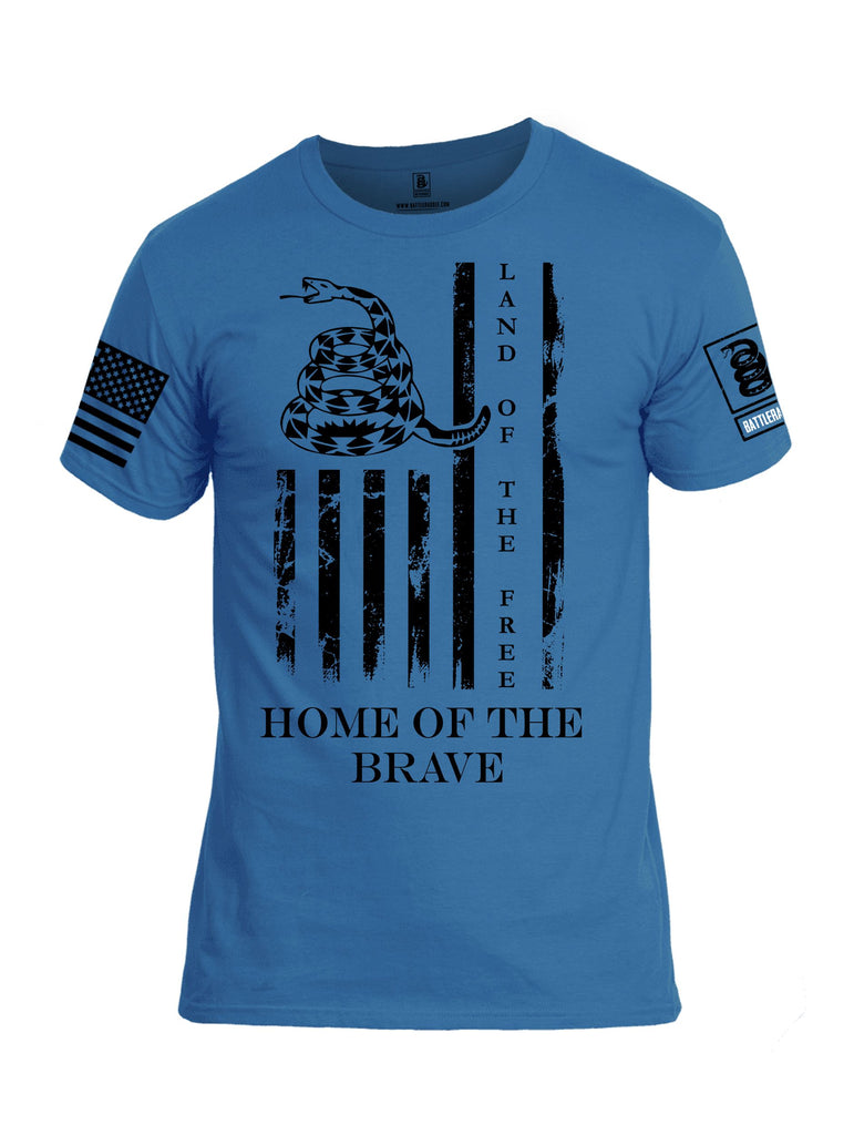 Battleraddle Land Of The Free Home Of The Brave Black Sleeves Men Cotton Crew Neck T-Shirt