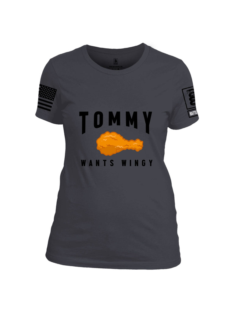 Battleraddle Tommy Wants Wingy Black Sleeves Women Cotton Crew Neck T-Shirt